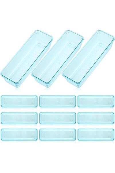Maitys 12 Pcs Clear Drawer Organizer 9 x 3 x 2 Inches Plastic Rectangle Trays...