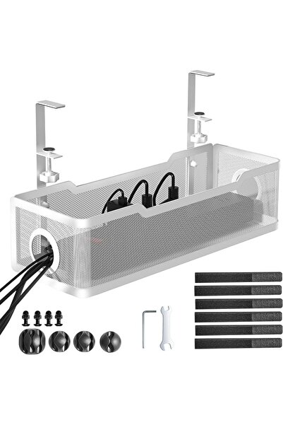 GENERAL Cinati Under Desk Cable Tray - Black, No Drill Cable Management Box f...
