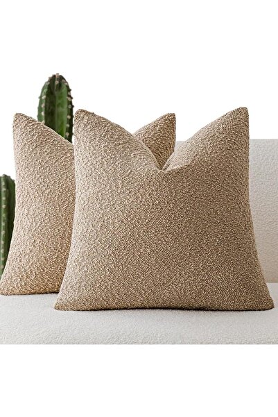 GENERAL Foindtower Pack of 2 Textured Boucle Throw Pillow Covers Accent Solid...