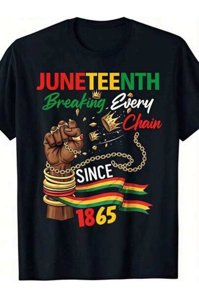NOURAM Men's Summer Outfits, Juneteenth Breaking Every Chain Since 1865 Graph...