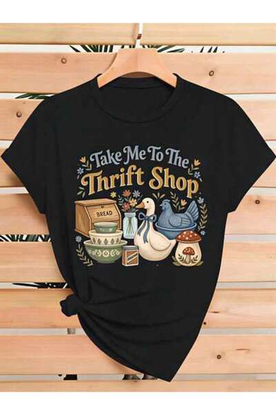 23ERVA Thrift Shop, Women's Vintage Kitchen Decor Ducks Design, Pure Cotton T...