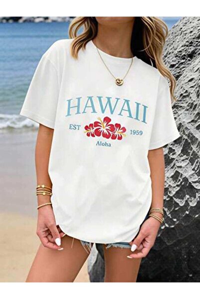 23ERVA Summer Outfit Women, Hawaii Floral Funny Vintage T-Shirt, Loose And Br...