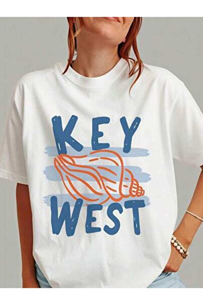 23ERVA Summer Outfit Women, Key West Shell Funny Vintage T-Shirt, Loose And B...