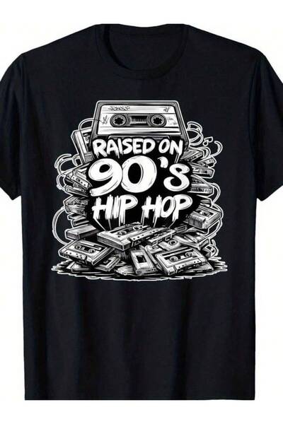 4Car Vintage 90s For Men Hip-Hop Style Retro T-Shirt With Cassette Tape Print...