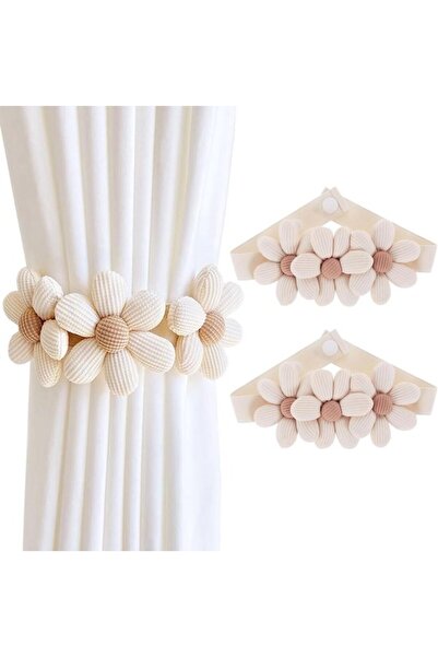 Morvena Picks Set de 8 suporturi pentru perdele – Forma florala bej – Bretele...
