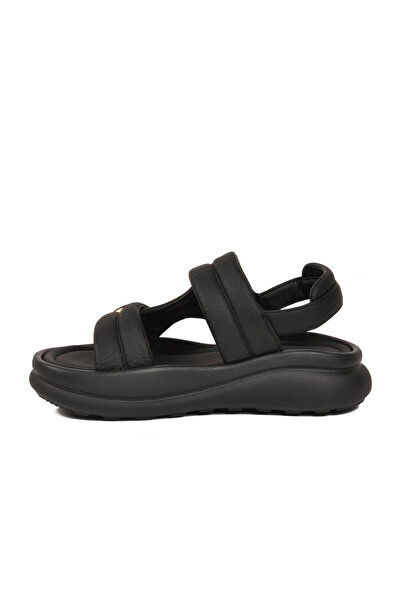 Voyager Women's Black Adjustable Velcro Thick Sole Genuine Leather Sandals B6...