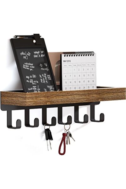 STARSTAR 6 hooks kitchen bedroom wooden kitchen Key rack tray multi-functiona...