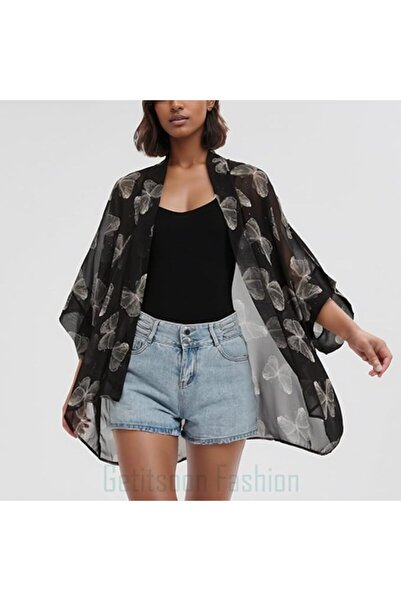 GENERAL Women Bohemian Chiffon Kimono Cardigan Beach Cover Up Bikini Shawl Bl...