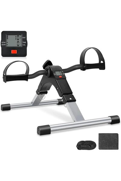 PopZa Portable Mini Exercise Bike Pedal - Home Fitness Leg & Arm Exerciser wi...