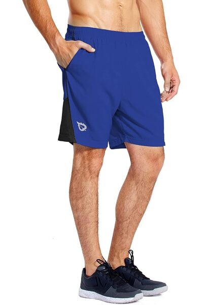 BALEAF Men's 7" Running Shorts with Mesh Liner Zipper Pocket for Athletic Wor...