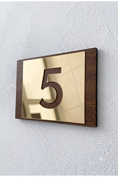 Yalıgraf Reklam Tabela Gold Mirrored Walnut Mdf Indoor Apartment Door Number ...