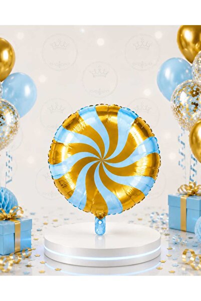 Parti Dükkanı Gold Blue Candy Foil Balloon 53X47 cm Helium Compatible Bonibon...