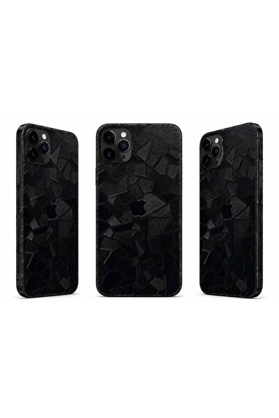 iphone uyumlu obsidian black 3d geometrik desenli arka ve kenar kaplama