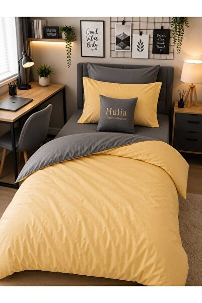 hulia home طقم غطاء لحاف مع ملاءة مطاطية، مقاس فردي، ذو وجهين، ناعم الملمس، م...