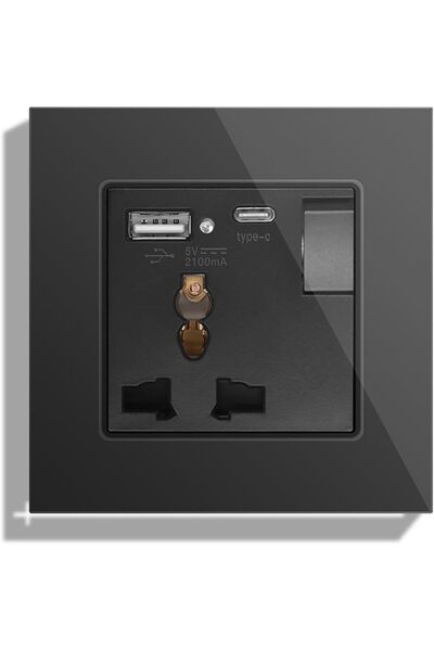 GENERAL BSEED Single Switched Universal Wall Socket with USB C & USB A - 1 Ga...