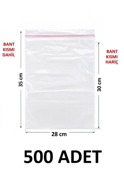 MTKardeşler 500 Pieces 28X30 +5 cm Transparent Nylon Bags with Polyethylene T...