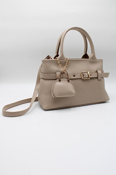 LASSO Women's Beige Belt Detailed Lined Crossbody Bag with Charm Accessories ...