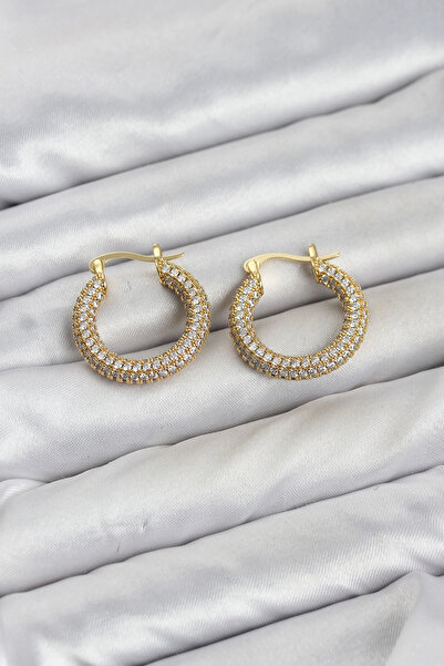 shopwave Gold Color Full Zircon Stone Hoop Women's Earrings