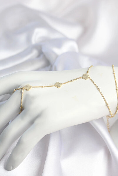 shopwave Brass Gold Color Clover Model Women's Şahmeran