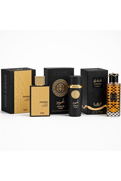 MANASIK Set 3 Parfumuri Arabesti Orientale 3x100 ml – Oud Amber Noir, Aswad N...
