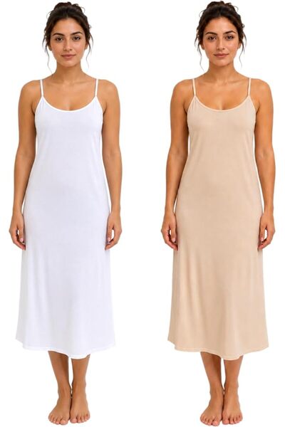 City Rose Fashion 2-Pieces Women's Cotton (Rayon) Long Full Cami Slip Dress B...