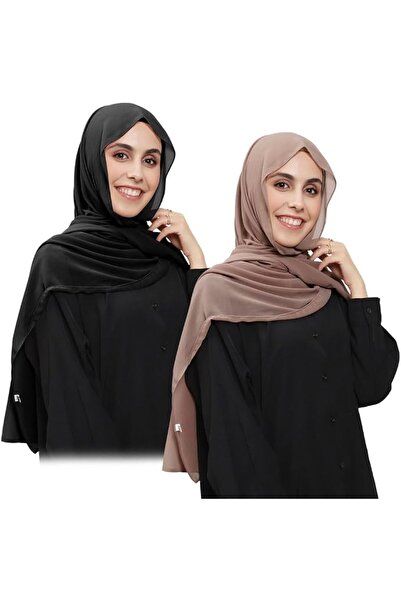 GENERAL 2Pcs Women Instant Chiffon Hijab with Built-in-Magnet and Sewn Underc...