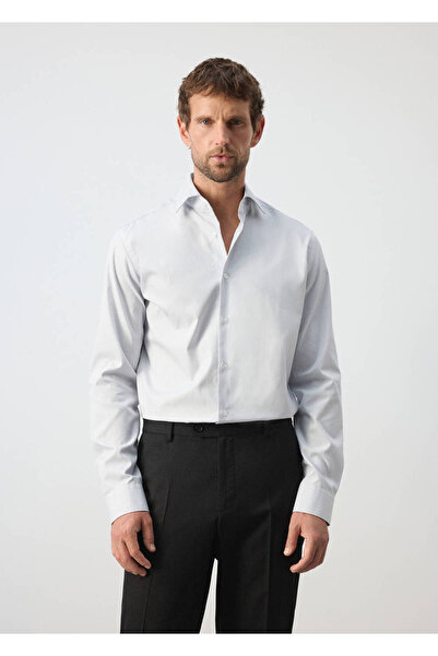 MANGO Man Slim fit çizgili %100 pamuklu gömlek