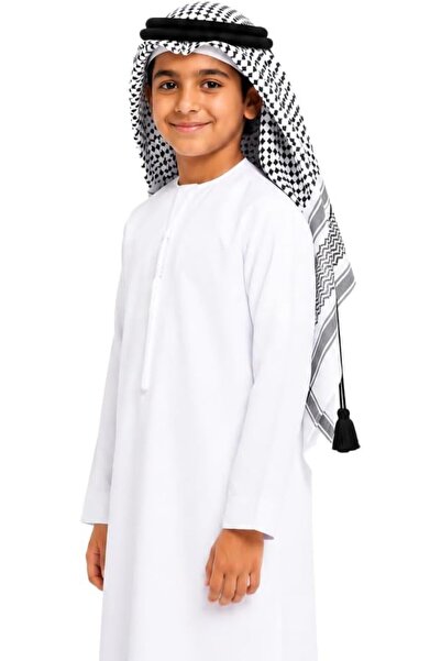 Generic طقم غترة عربية للأطفال من راحة، يتضمن غترة/شماغ تقليدي، عقال/حلقة سود...