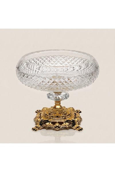AKDEN STORE Crystal Cut Decor Handcrafted Tableware Presentation Bowl / Glass Bowl - Lurel Series