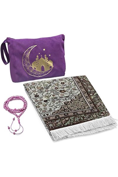 GENERAL Muslim Prayer Rug with Prayer Beads and Portable Bag,Muslim Gift for ...