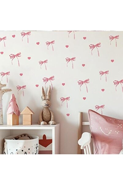 Generic Pink Bows and Hearts Wall Decals, Decorative Nursery Room Stickers, G...