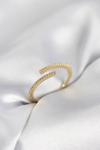 SORA GROUP Gold Color Zircon Stone Snake Style Women's Ring