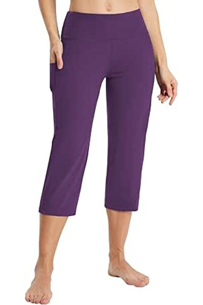 BALEAF Womens Yoga Capri Pants High Waist Capri Leggings with Pockets Wide Le...