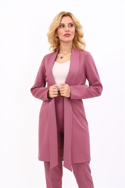 ÖNDER ÖZSOY Şal Yaka Uzun Ceket-Rose - 1001100