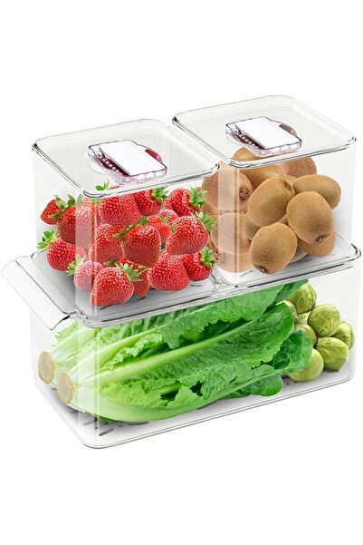 Generic 3 Pcs Produce Saver Containers, for Refrigerator, Food Fruit Vegetabl...