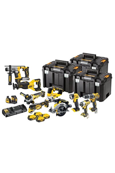 Dewalt Set de scule din 10 piese, include încărcător, 4 baterii de 5Ah, TSTAK VI