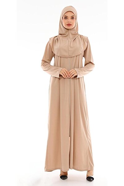 elanesa Women's Prayer Abaya with Zipper and Headscarf Full Length Modest Mus...