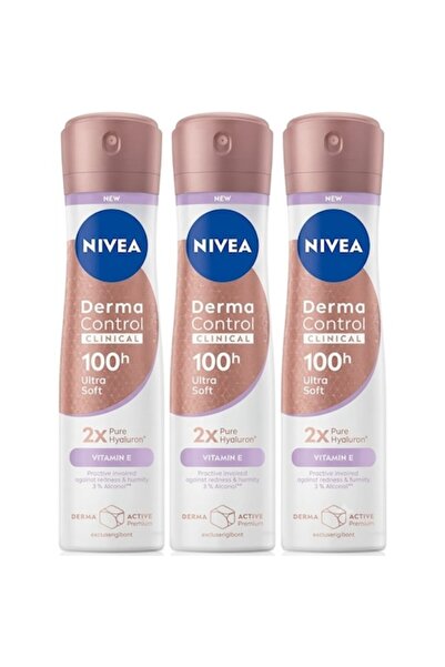 NIVEA Set 3 x Spray antiperspirant Derma Control Clinical Ultra Soft, 100h, 3...