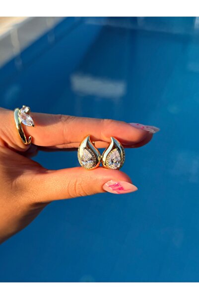 ZEYNORA JEWELLERY XUPING Tek Damla Taş Model Markiz Küpe