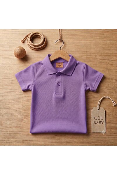 GÜL Baby Cotton Knitwear Polo Collar Girls' and Boys' School T-Shirt Short Sl...