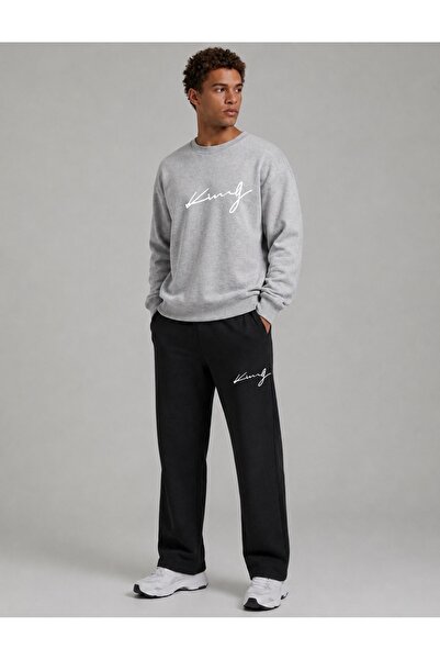 FUFLUNS King Printed Men's Tube-Cut Collar Bottom/Top Sweat Suit Set