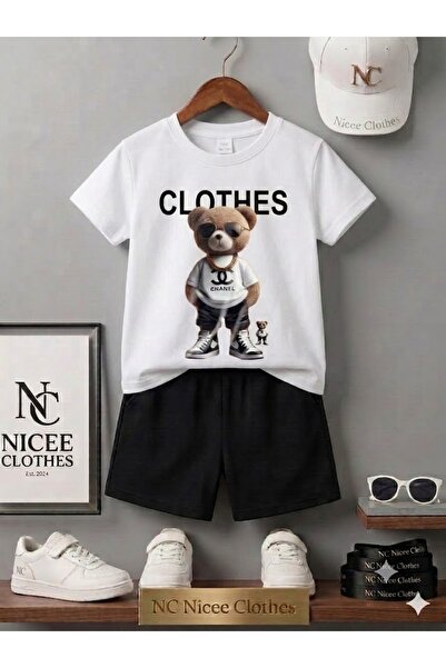 Leto Lykia Summer Children's T-Shirt Shorts Unisex (Clothes with Bear Print)