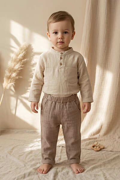 Babydonat Terra Muse Baby Muslin Set - 100% Cotton Breathable High Collar Shi...