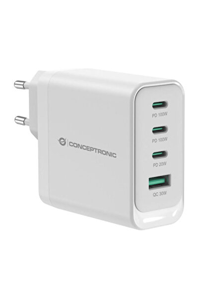 CONCEPTRONIC Φορτιστής χωρίς καλώδιο GaN με θύρα USB-A και 3 θύρες USB-C, Παρ...