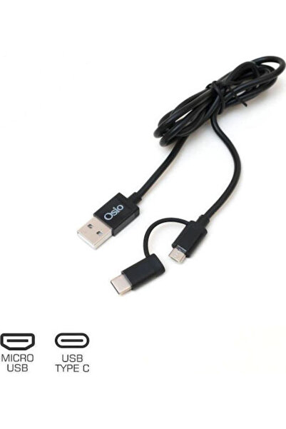 OSIO Κανονικό καλώδιο USB σε Type-C / micro USB 1μ (OTU-495B)