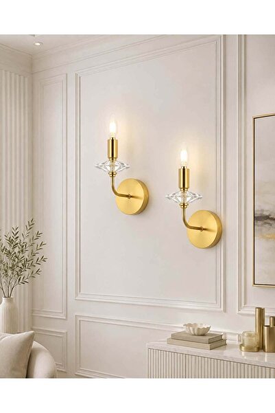luminza tasarım modern lüx gold sarı aplik 2 adet