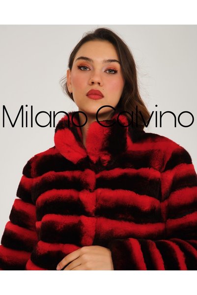 Milano Calvino سترة شينسيلا ريكس طويلة من الفرو