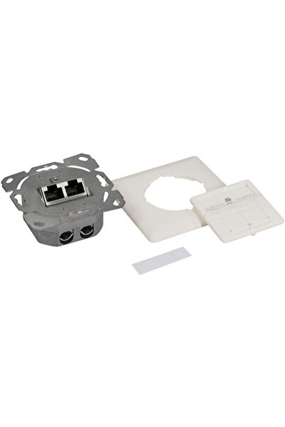 LogiLink Διπλή Πρίζα Δικτύου RJ45 με Πλαίσιο Τύπου Cat6a σε Λευκό Χρώμα NP0128