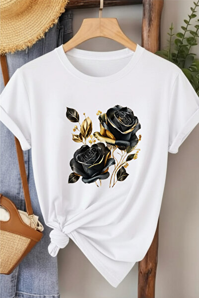 l'eivor Black Rose Bouquet Special Design Printed Women's T-Shirt