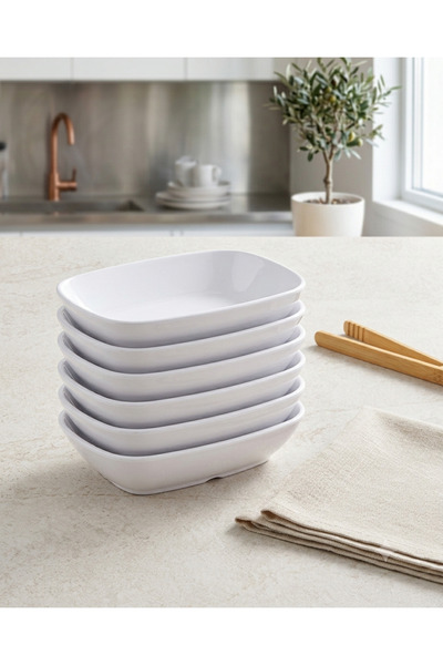 BİODATA 12 Pieces of Unbreakable Melamine Square Snack and Appetizer Plates 1...